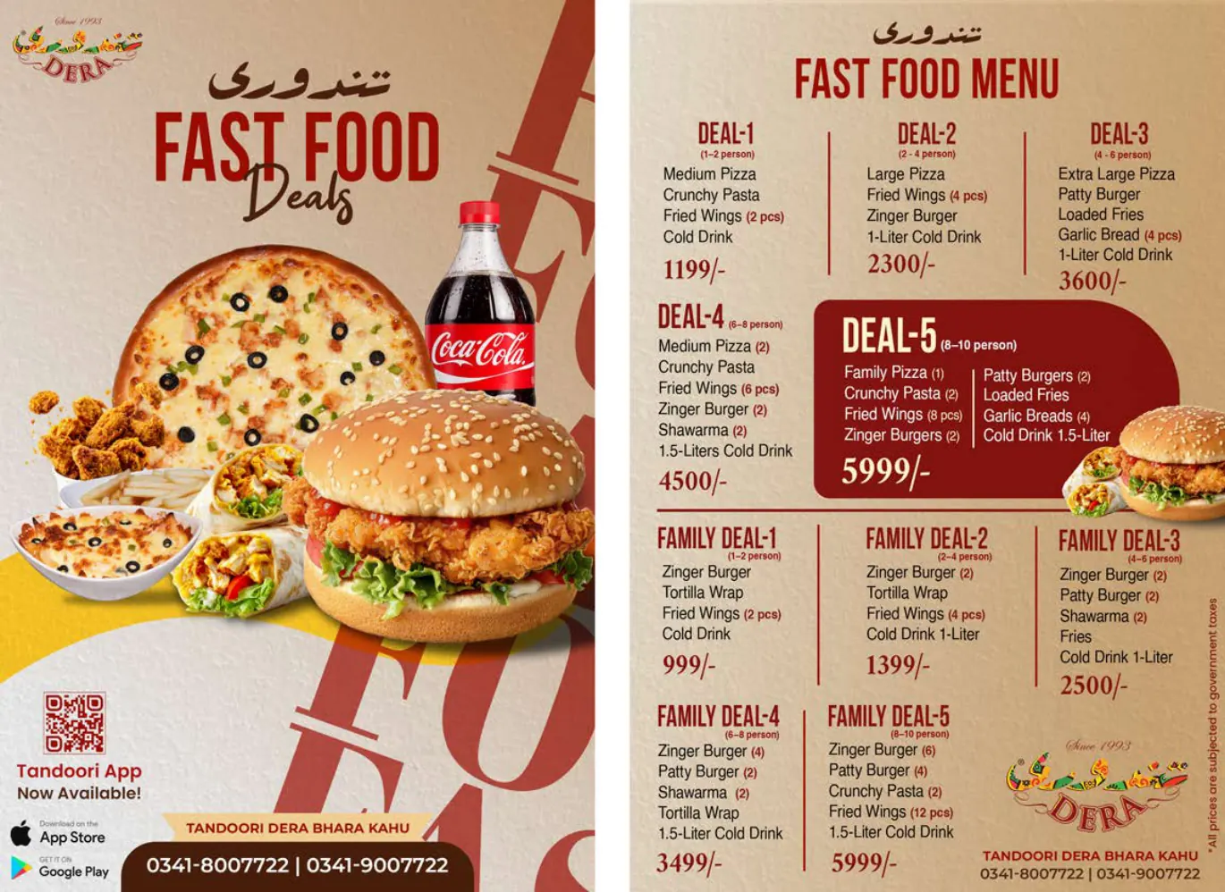 DERA BK Fast Food Deal Menu page 1
