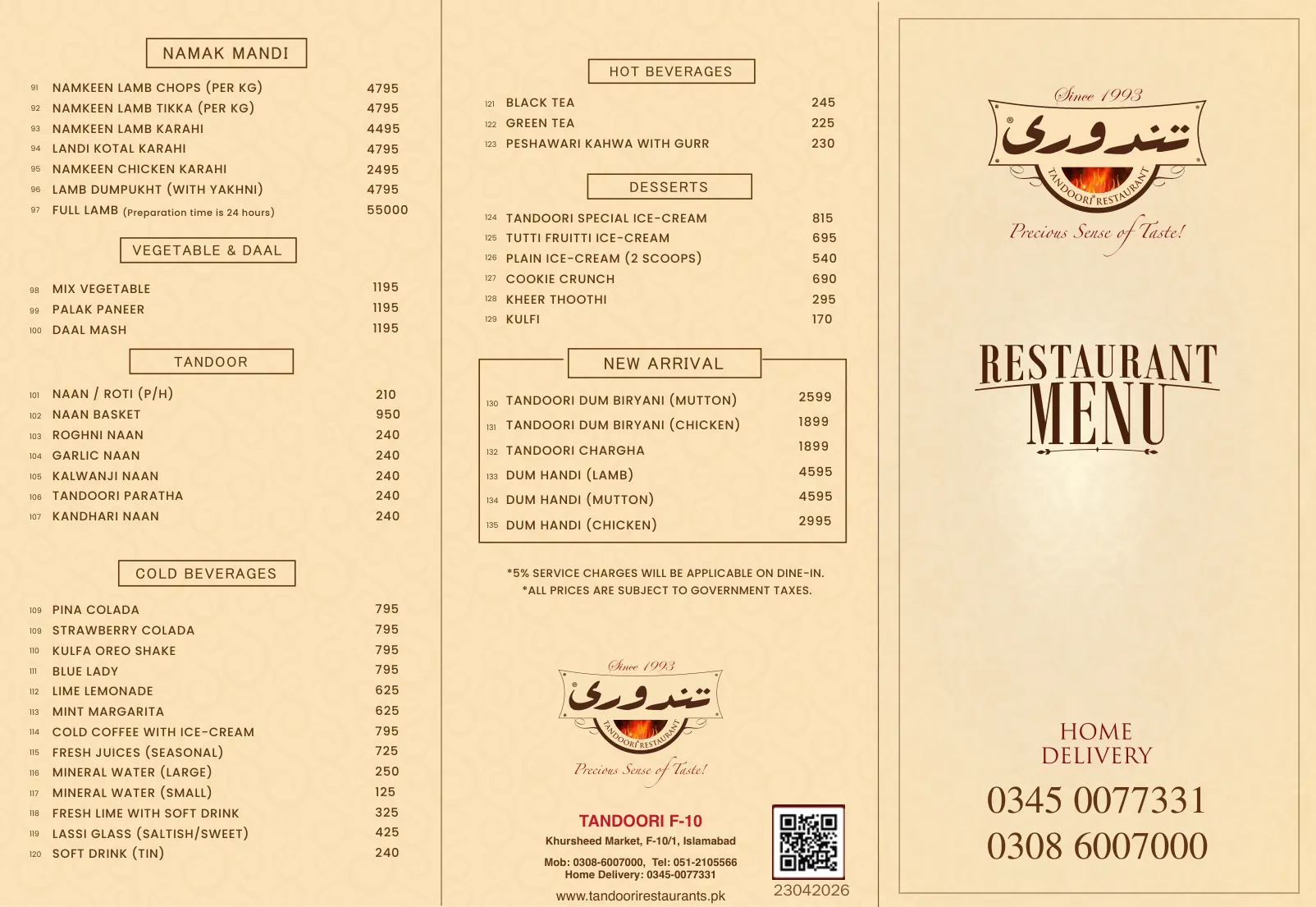F-10 Menu page 1