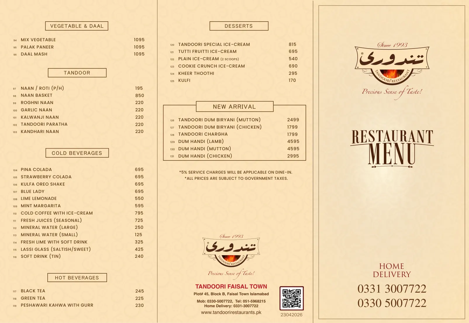Faisal Town Menu page 1